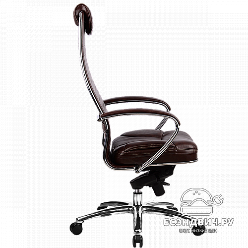 Кресло line plus "Нэо" (Кожа NewLeather Темно-коричневая/Хром)-Mt/KL-1.02