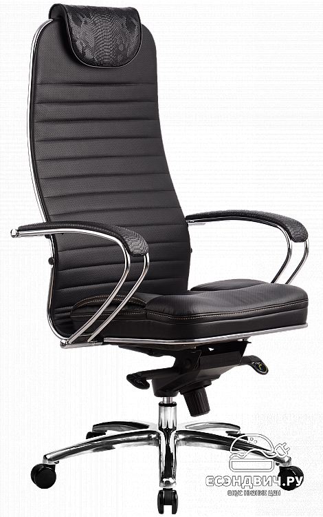 Кресло line plus "Нэо" (Кожа NewLeather Черная/Черный аллигатор/Хром)-Mt/KL-1.02