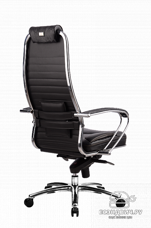 Кресло line plus "Нэо" (Кожа NewLeather Черная/Черный аллигатор/Хром)-Mt/KL-1.02