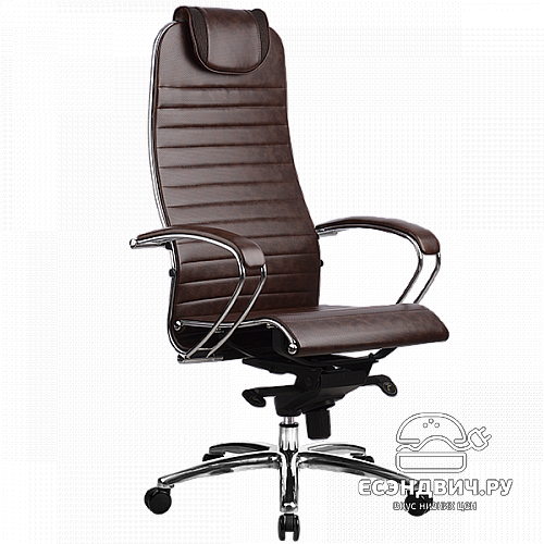 Кресло line "Нэо" (Кожа NewLeather Темно-коричневая/Хром)-Mt/K-1.02