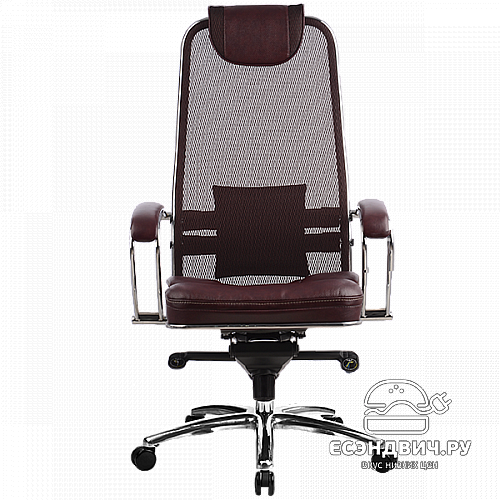 Кресло slim plus "Нэо"  (Сетчатая ткань Темно-бордовая/Кожа NewLeather Бордовая/Хром)-Mt/SL-1.02