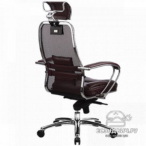 Кресло solo plus "Нэо" (Сетчатая ткань Темно-бордовая/Кожа NewLeather Бордовая/Хром)-Mt/SL-2.02