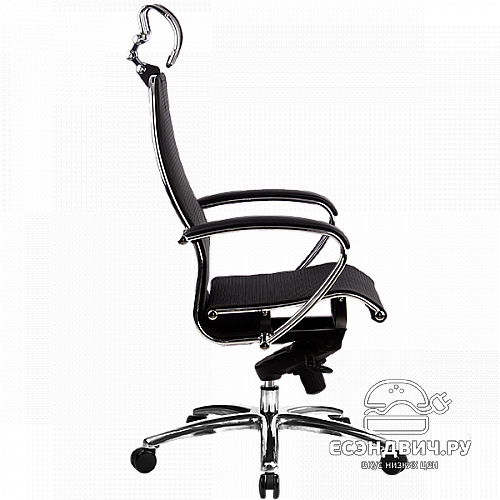 Кресло solo "Нэо" (Сетчатая ткань двойная Черная/Кожа NewLeather Черная/Хром)-Mt/S-2.02