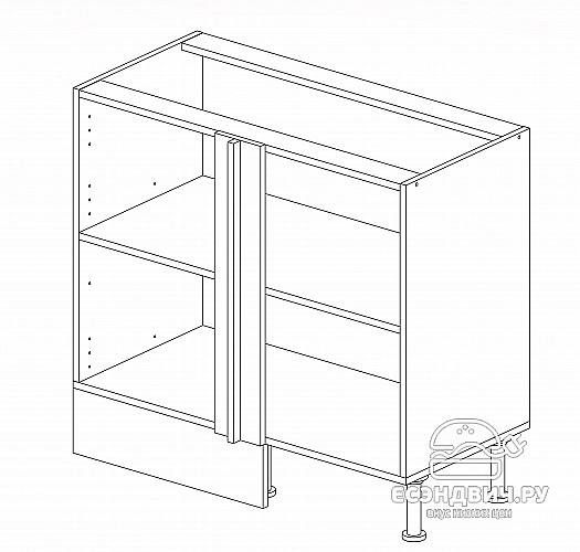 Тумба 100 угловая (универс.) без столеш."Герда" (Морское Дерево) /Gnt/Ep/М24