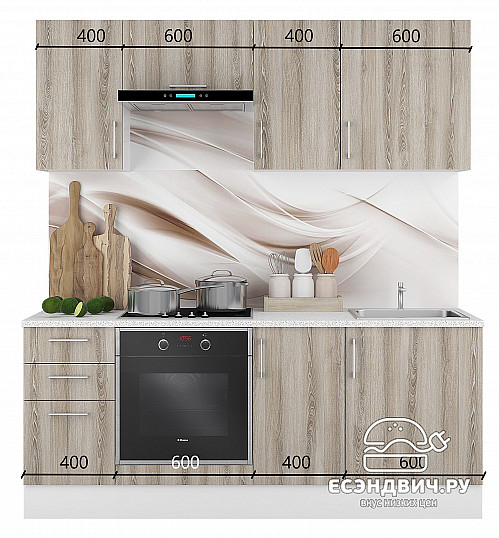 Шкаф 60 верхнее откр."Герда" (Ясень Таормино) /Gnt/Ep/М7