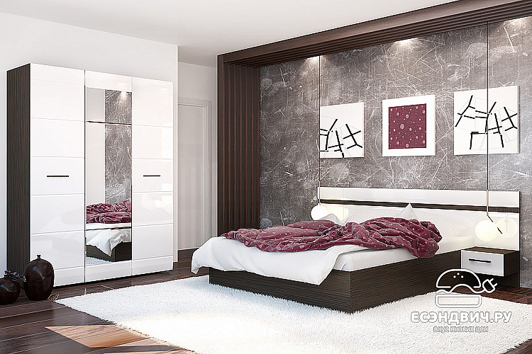 Комод "Милена" (МДФ) (Венге/Белый глянец) /Gnt/Нс