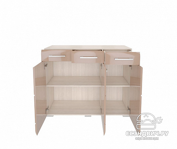Комод "Милена" (МДФ) (Ясень/Какао перламутр глянец) /Gnt/Нс