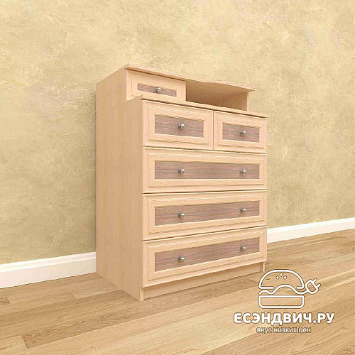 Комод classico "Лаворо" (Выбеленный дуб/Ясень шимо тёмный) EsandwichAМ-КД2