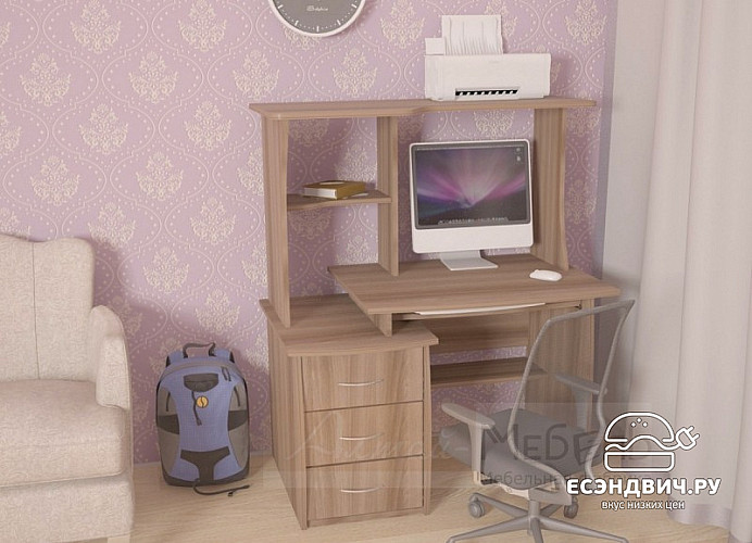 Стол компьютерный  "Лаворо" (Ясень Шимо темный) EsandwichA-СК16