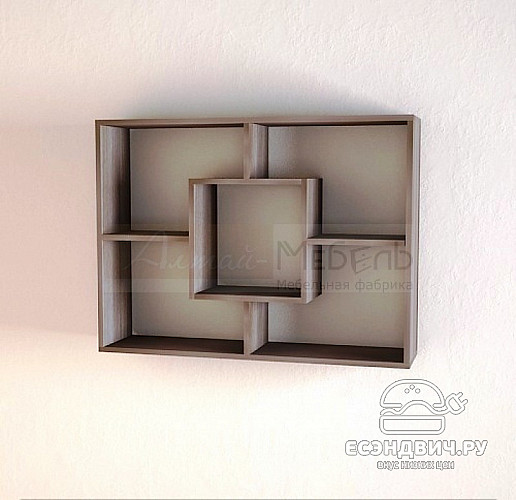 Полка навесная  "Лаворо" (Ясень Шимо темный) EsandwichA-ПН8