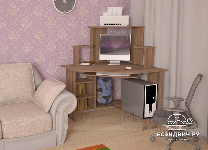 Стол компьютерный  "Лаворо" (Ясень Шимо темный) EsandwichA-СК11У