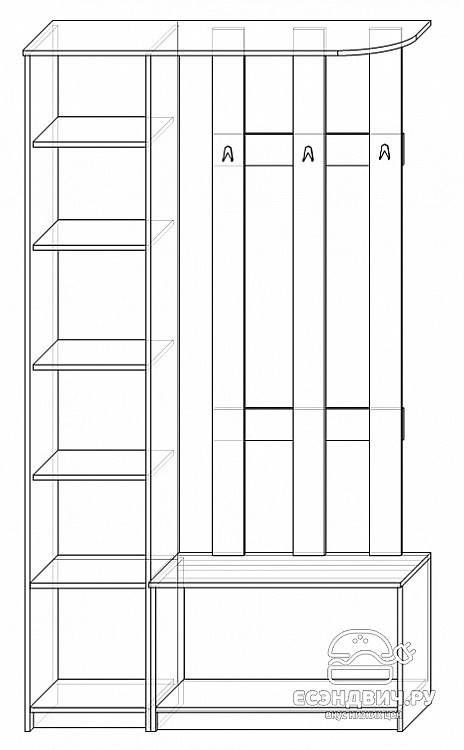 Прихожая  "Лаворо" (Ясень Шимо темный/Ясень Шимо светлый) EsandwichA-КБПР02