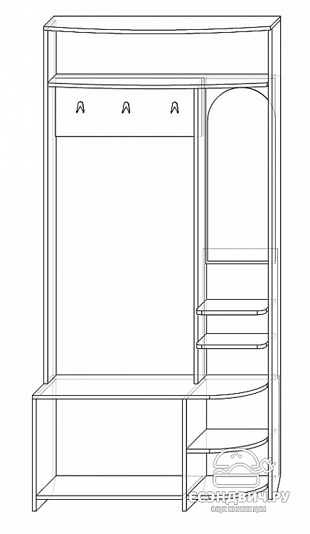 Прихожая  "Лаворо" (Ясень Шимо темный/Ясень Шимо светлый) EsandwichA-ПР02