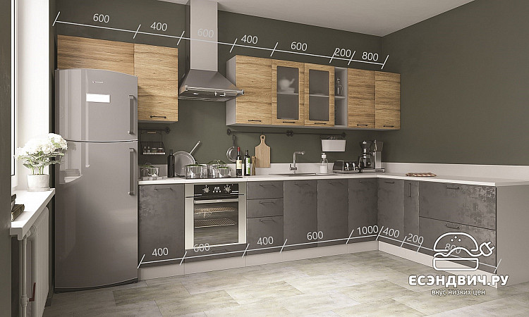 Шкаф высокий угловой 600 "The Loft" (МДФ) (Дуб цикорий) /DSV/Loft/ВПУ600