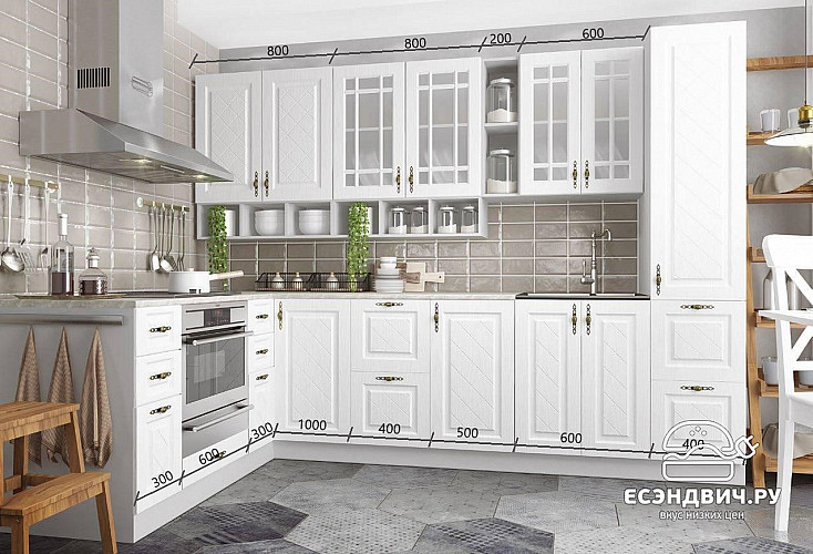 Шкаф высокий торцевой 400 правый"Лорен" (МДФ) (Белый) /DSV/Gr/ВПТ400R