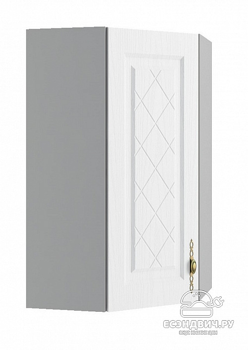 Шкаф высокий угловой 600"Лорен" (МДФ) (Белый) /DSV/Gr/ВПУ600