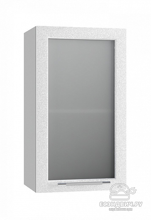 Шкаф 400 "Лакрима" (МДФ металлик) (Белый/Стекло) /DSV/Olv/ПС400