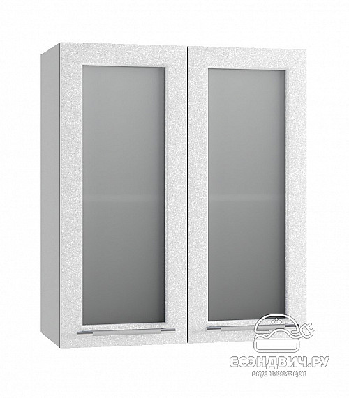 Шкаф 600 "Лакрима" (МДФ металлик) (Белый/Стекло) /DSV/Olv/ПС600