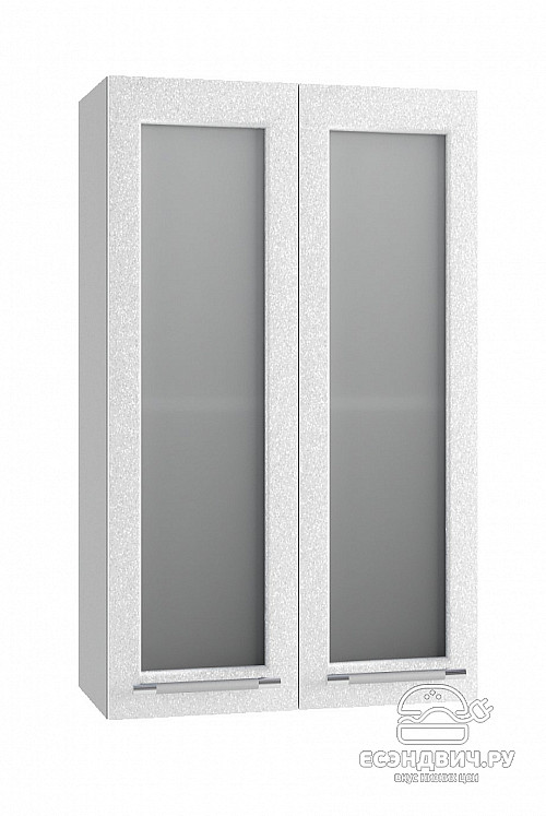 Шкаф высокий 600"Лакрима" (МДФ металлик) (Белый/Стекло) /DSV/Olv/ВПС600