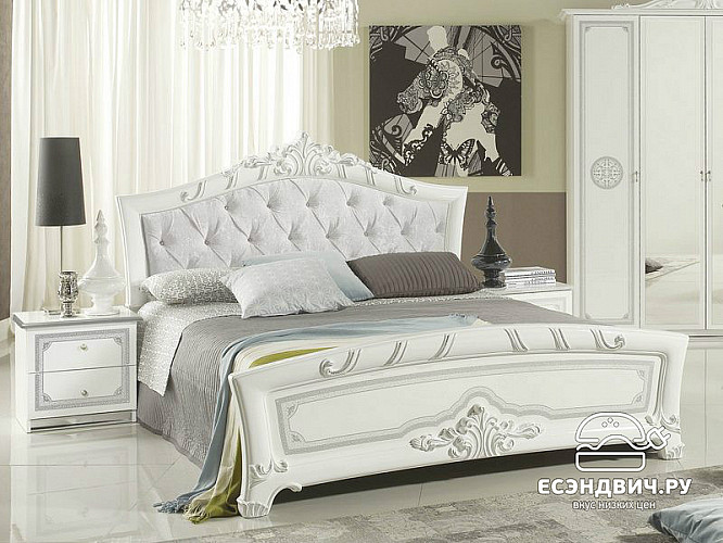 Спальный гарнитур 6 предм. luxe "Виктория" (МДФ) (Белый/Серебро/Шелкография) MrEvr