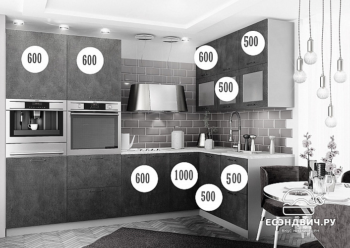 Кухня угловая правая 2,8*1,6 "The Loft" (МДФ) (Бетон светлый) /DSV/Lf7R