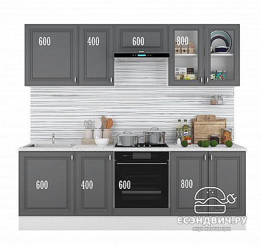 Шкаф 80 "Форд" (МДФ ) (Графит Софт/Стекло) /Gnt/Ev/М14