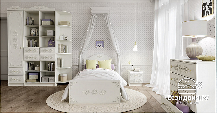 Стеллаж с ящ. duble "Бонни" (МДФ) (Белый/Белое дерево)/DSV/КК/СД 900.1