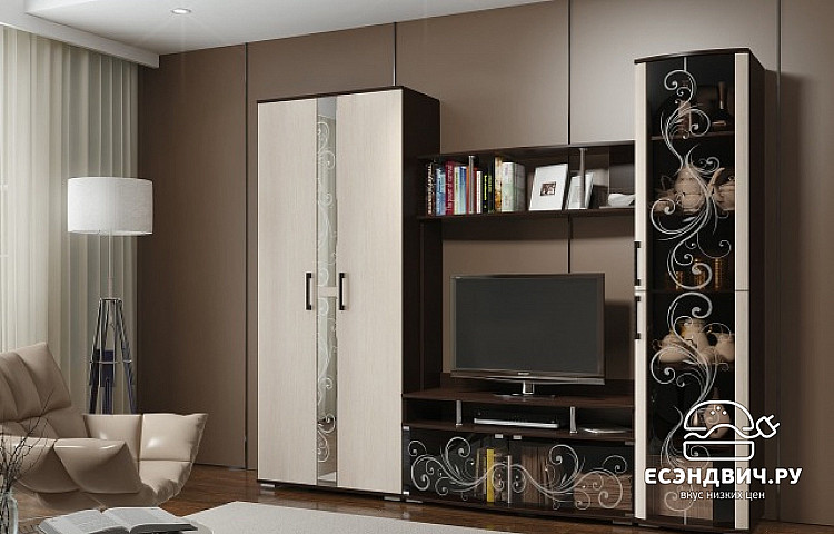 Модуль центральный 1,2 swarovski "Адель" (Венге/Дуб Атланта) EsandwichBTS