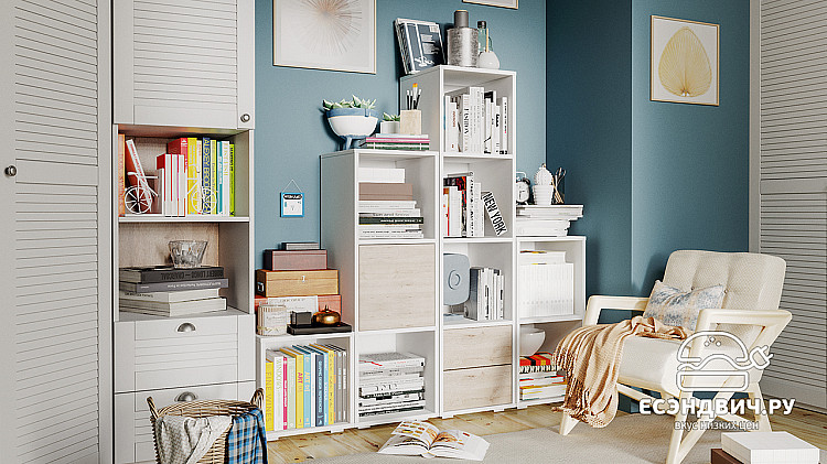 Стеллаж 4 полки "Cubo"(Белый)Esandwich-ТрЯ