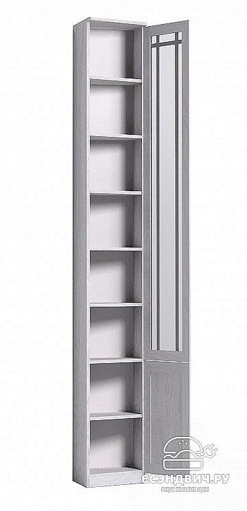 Пенал для книг 350 правый "Шерлок" (МДФ) (Ясень Анкор светлый/Тонир.стекло)Gl/Sh31