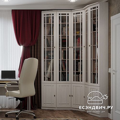 Пенал для книг 350 правый "Шерлок" (МДФ) (Ясень Анкор светлый/Тонир.стекло)Gl/Sh31