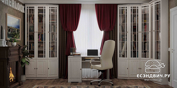 Пенал для книг 350 правый "Шерлок" (МДФ) (Ясень Анкор светлый/Тонир.стекло)Gl/Sh31