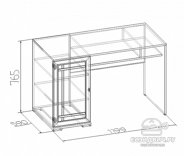 Стол письменный "Шерлок" (МДФ) (Ясень Анкор светлый)Gl/Sh115
