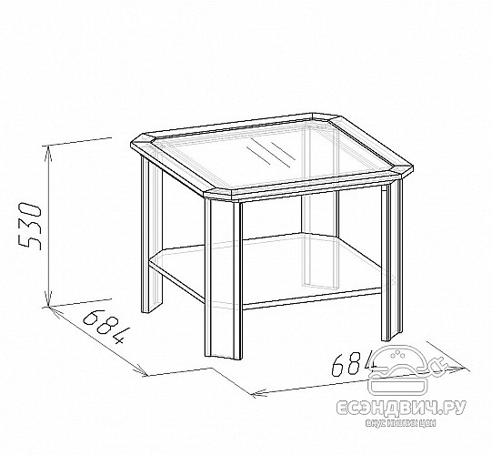 Стол журнальный 68*53*68 "Шерлок" (МДФ) (Орех шоколадный/Тонир.стекло)Gl/Sh16