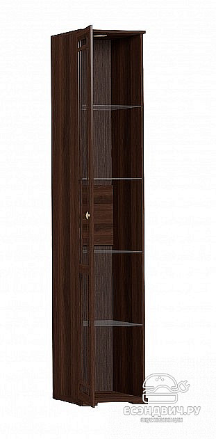 Пенал S 40*211*40 лев. "Шерлок" (МДФ) (Орех шоколадный/Тонир.стекло)Gl/Sh13