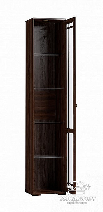 Пенал S 40*211*40 прав. "Шерлок" (МДФ) (Орех шоколадный/Тонир.стекло)Gl/Sh131