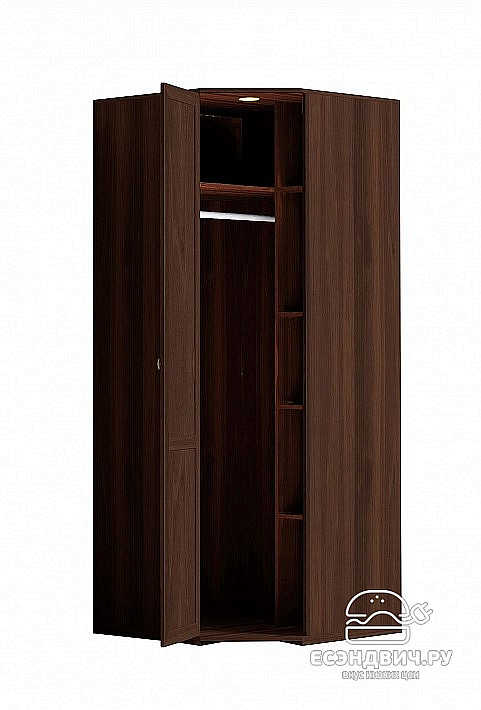 Шкаф угловой M 86*86*211*59 "Шерлок" (МДФ) (Орех шоколадный)Gl/Sh10