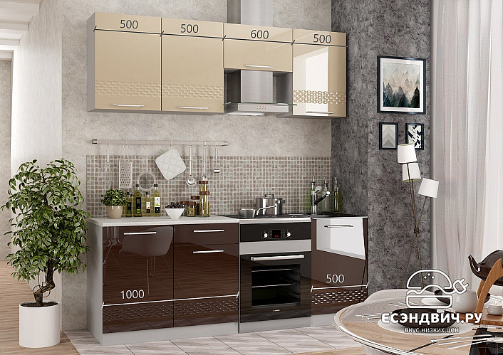 Пенал 600 (2 ящ.) decorazione "Лакрима" (МДФ глянец) (Капучино) /DSV/Kpl/ПНЯ600