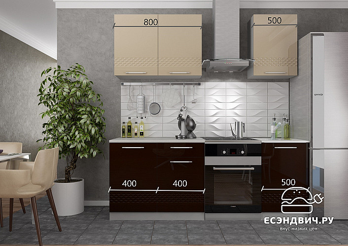 Пенал 600 (2 ящ.) decorazione "Лакрима" (МДФ глянец) (Капучино) /DSV/Kpl/ПНЯ600