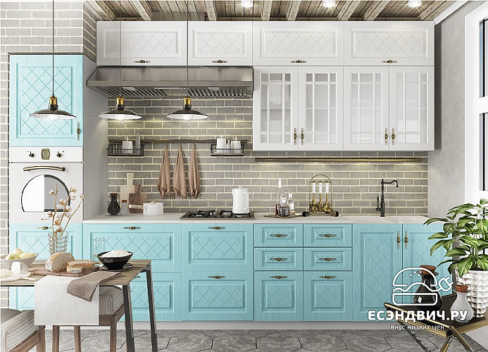 Пенал 400  "Лорен" (МДФ) (Зелено-Голубой) /DSV/Gr/ПН400