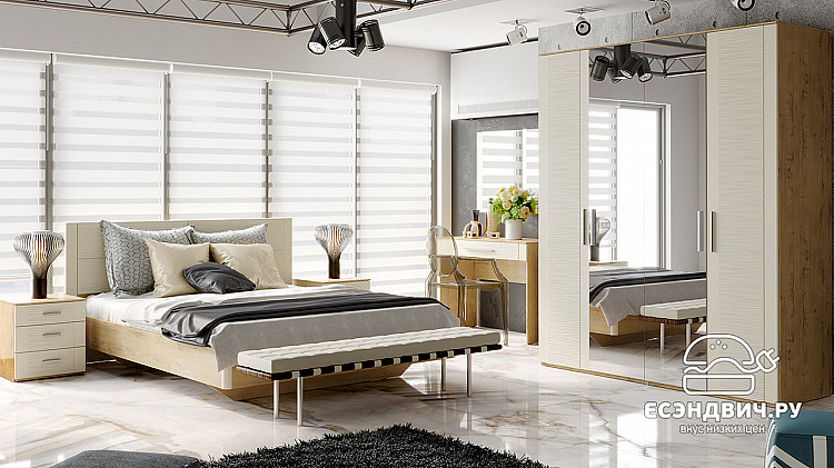 Зеркало навесное "Almond" (МДФ)(Бунратти/Фон Бежевый)-Tr-Нк