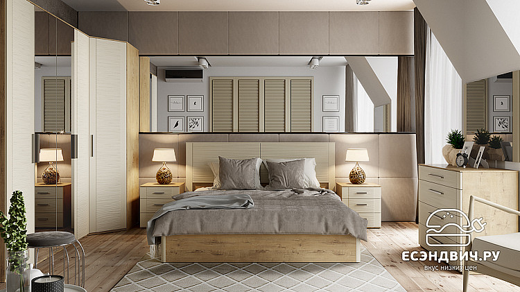 Зеркало навесное "Almond" (МДФ)(Бунратти/Фон Бежевый)-Tr-Нк