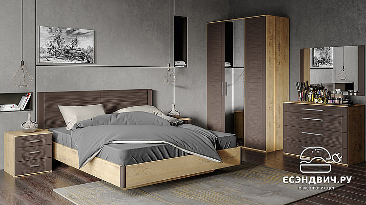 Зеркало навесное "Almond" (МДФ)(Бунратти/Фон Коричневый)-Tr-Нк