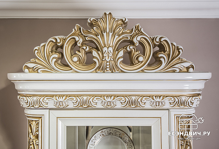 Витрина 1 ств. "Франческо" (МДФ) (Крем Глянец/Патина/Лак) UgAl