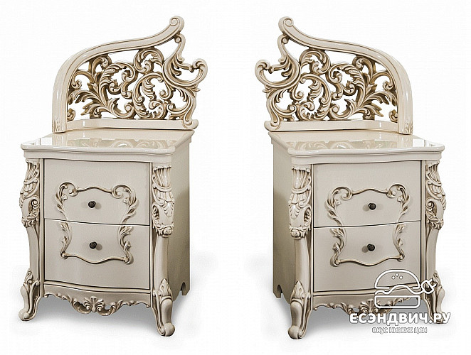 Спальный гарнитур 4 предм. 3ств./1800 "Себастьяно" (МДФ) (Крем глянец/Бархат/Шелкография/Патина/Лак) UgJk/3+180