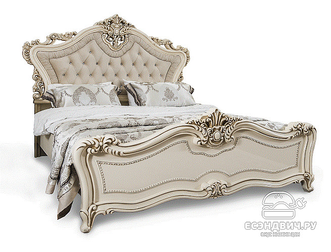 Спальный гарнитур 4 предм. 4ств./1800 "Себастьяно" (МДФ) (Крем глянец/Бархат/Шелкография/Патина/Лак) UgJk/4+180