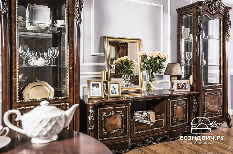 Витрина 0,8 прав."Себастьяно"  (МДФ) (Корень дуба глянец/Шелкография/Стекло) EsandwichUgJk