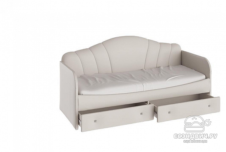 Кровать 900 с ящ.soft "Chiaro" (МДФ)(Кашемир/Искусственна замша Кашемир)-Tr-Сб