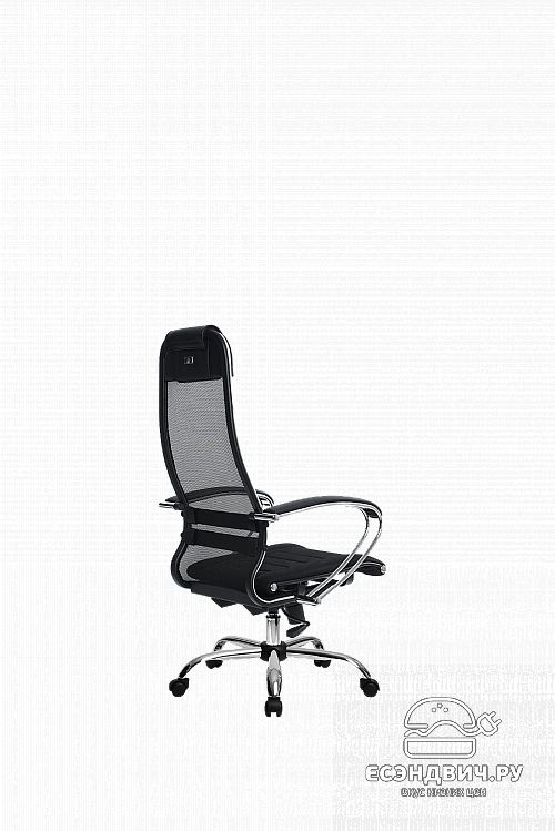 Кресло №3 "Скай" (Ткань-сетка Черная/Черная/Хром)-Mt/SU-1-BK