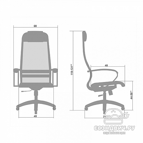 Кресло №3 "Скай" (Ткань-сетка Черная/Черная/Хром)-Mt/SU-1-BK